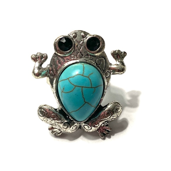 Frog Ring Adjustable Band Turquoise - Picture 1 of 2